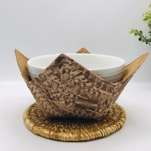 Microwave Bowl Cozy Gift Set, Plate, Soup, and Pint Size, Tan Beige Color - Picture 2 of 9